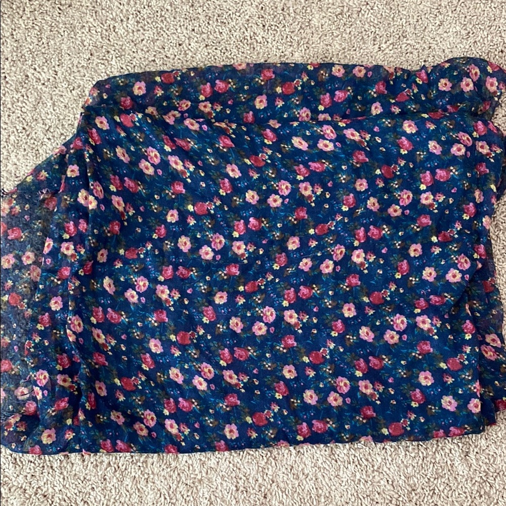BP Asymmetrical Floral Skirt in Blue and Pink